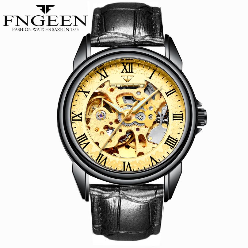 

Mechanical watch hollow student Swiss men s watch black waterproof sports luminous spot ultra-thin