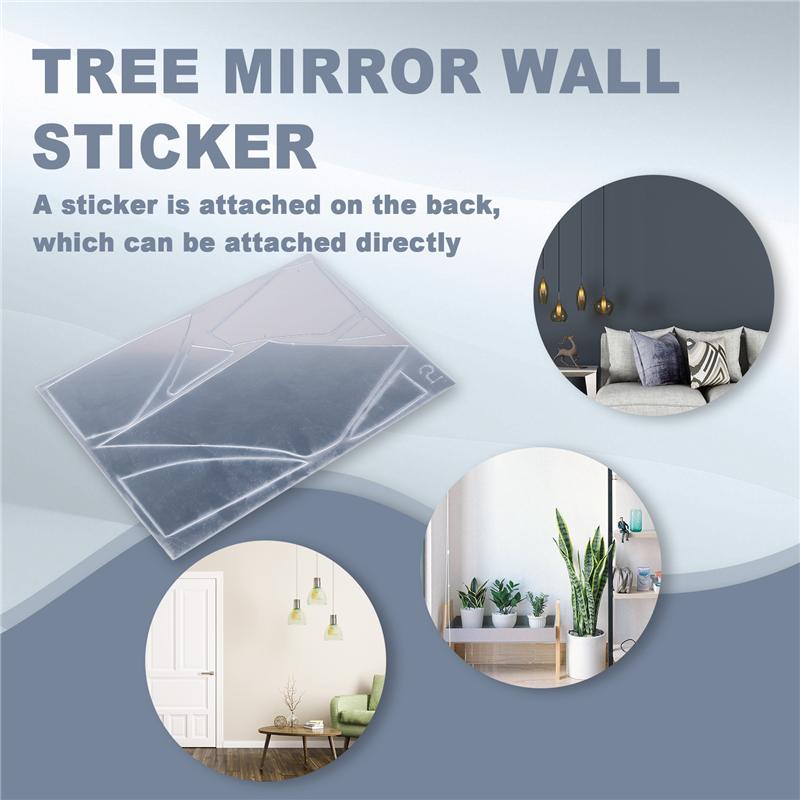 ABWR-3D Acrylic Tree Mirror Wall Sticker Removable DIY Art Decal Home Decor Mural 100X28CM