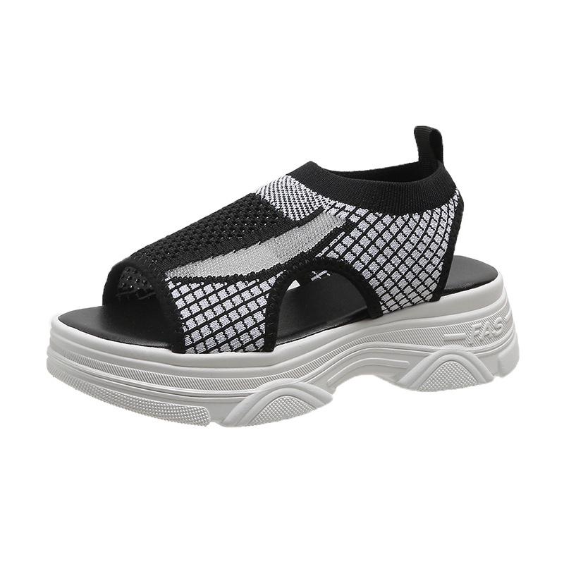 Women s 2025 Summer Korean Style Mesh Sandals with Thick Soles 37