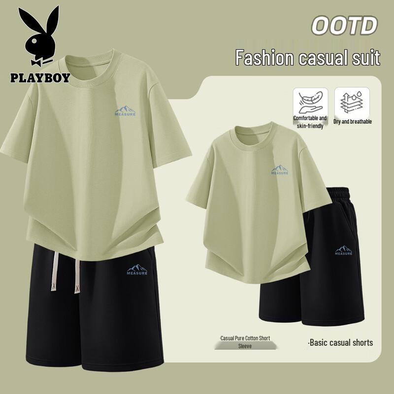 PLAYBOY Men s 2026 Summer Cotton T-Shirt Shorts Set 3XL