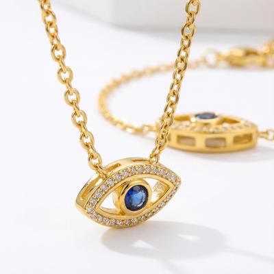 Collana Pendente Occhio Blu Malvagio Placcata Oro con Zirconi di Lusso per Donna Collana Raffinata a Catena Clavicolare Turca Portafortuna Gioiello Regalo