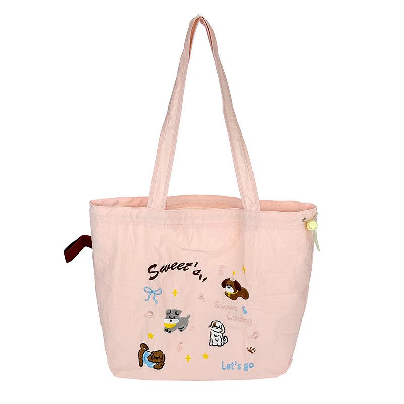 

Жіноча мультяшна полотняна сумка-тоут - Велика місткість, Повсякденна модна сумка через плече рожевий