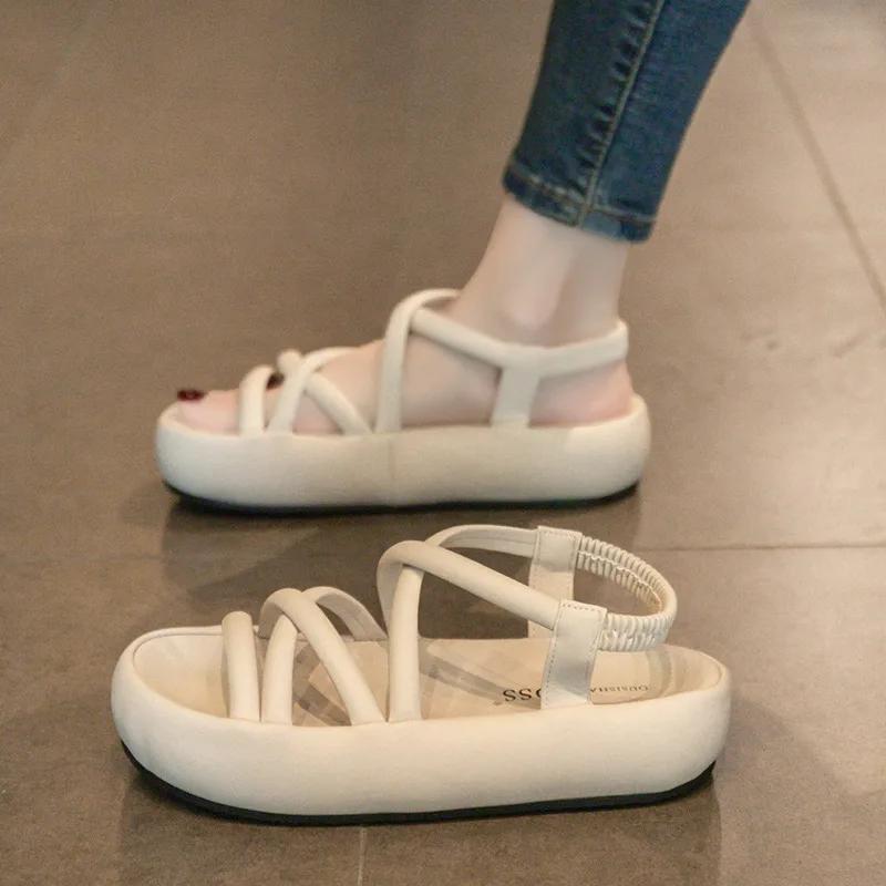 Fashion Women Summer Sandals Leisure Wedges Shoes Soft EVA Sole Light Weight Elastic Back Strap Girls Student Platform Sandalias