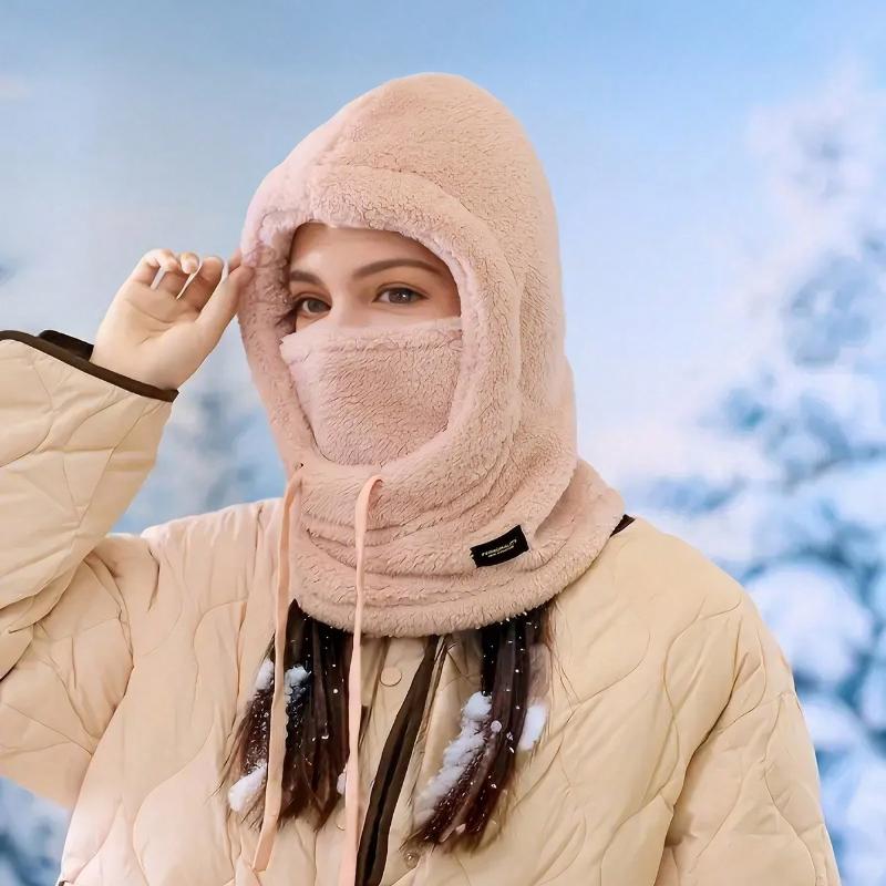 1pc Winter Ear & Neck Warmer Hat with Thermal Lined, Ski Face Mask, Polyester Knitted Full Head & Neck Warmer, Unisex, Lightweight, Random Tag