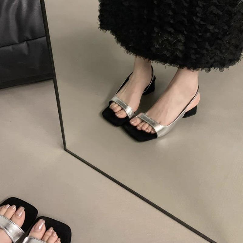 Women's High-heeled Sandals Open Toe Elegant Slingbacks Trendy Design 2025 Summer Ladies Shoes Large Size Back Strap Footwear