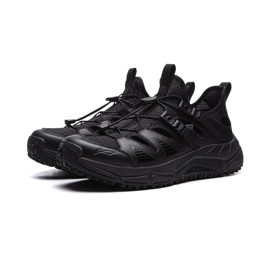Li Ning Cushioning Slip Resistant Abrasion Resistant Support Lightweight Low Top Casual Running Shoes Men's Black ARSW121-2