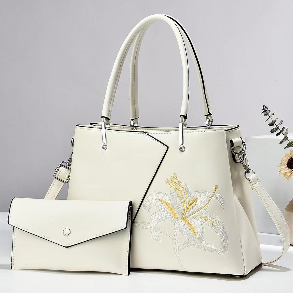 Fashionable Patchwork Embroidered Handbag  Macaron Mother and Child Bag  Versatile and Stylish Large-capacity Crossbody Bag  Trendy