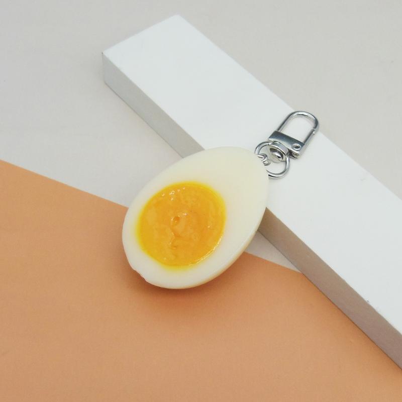 Creative Semi Chopped Egg Keychain Fun Simulation Bag Accessory Unique Quirky Fashionable Bag Charm