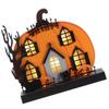 Halloween Tabletop Figurine Bedroom Props Pumpkin House Battery Operated Sign Multipurpose LED Wood Statue Party Kitchen