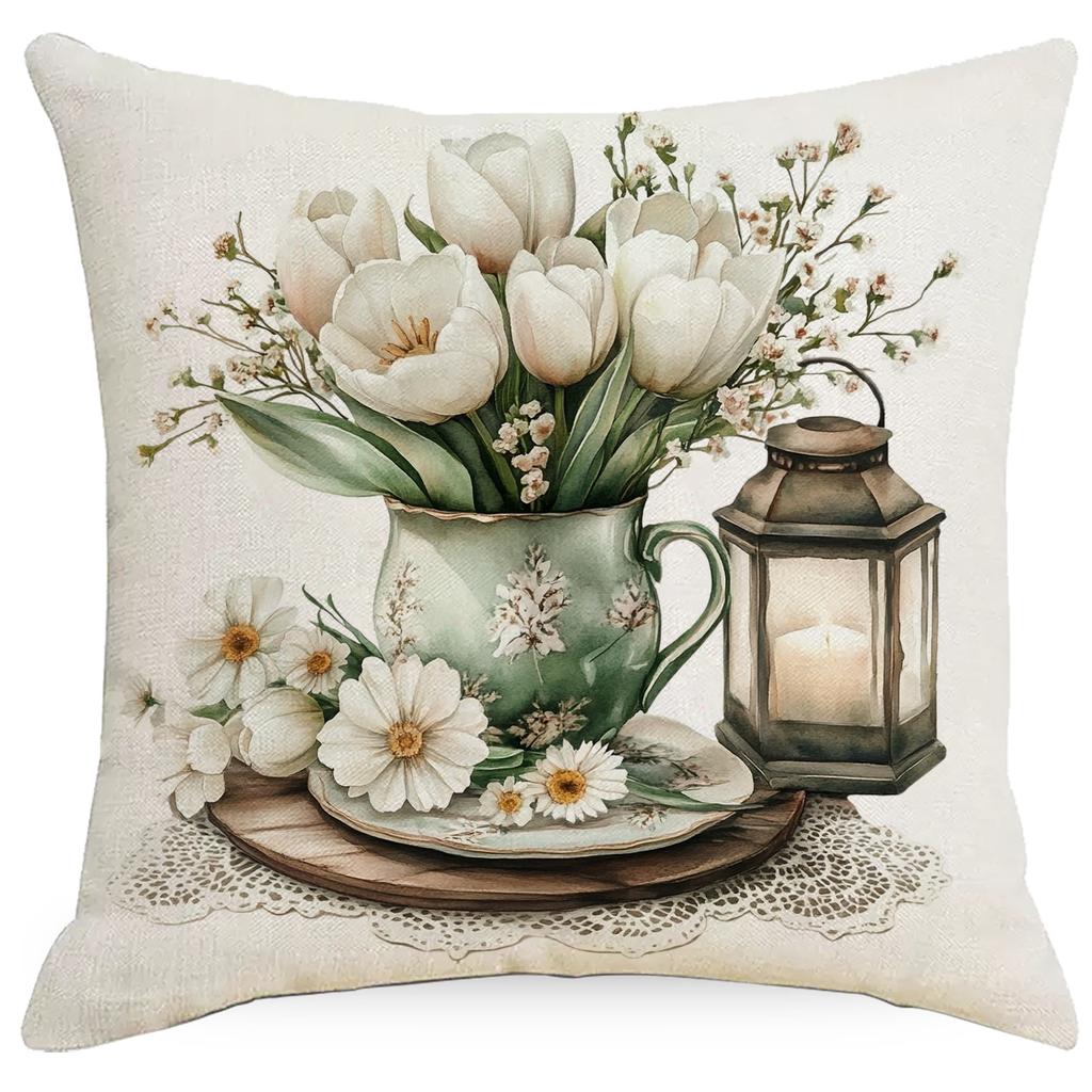 Retro Farmhouse Pillowcase Floral Animal Home Sofa Cushion Pillowcase