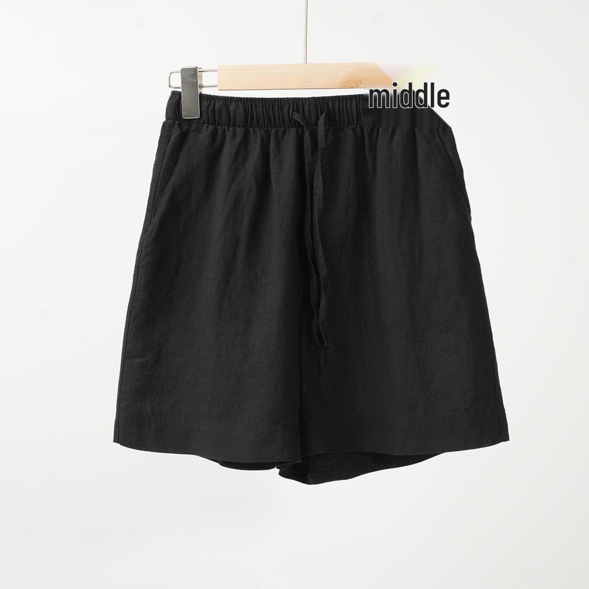 

Summer Cotton Linen Sleeveless Vest & Drawstring Elastic Waist Shorts Set L - 105-120 jin