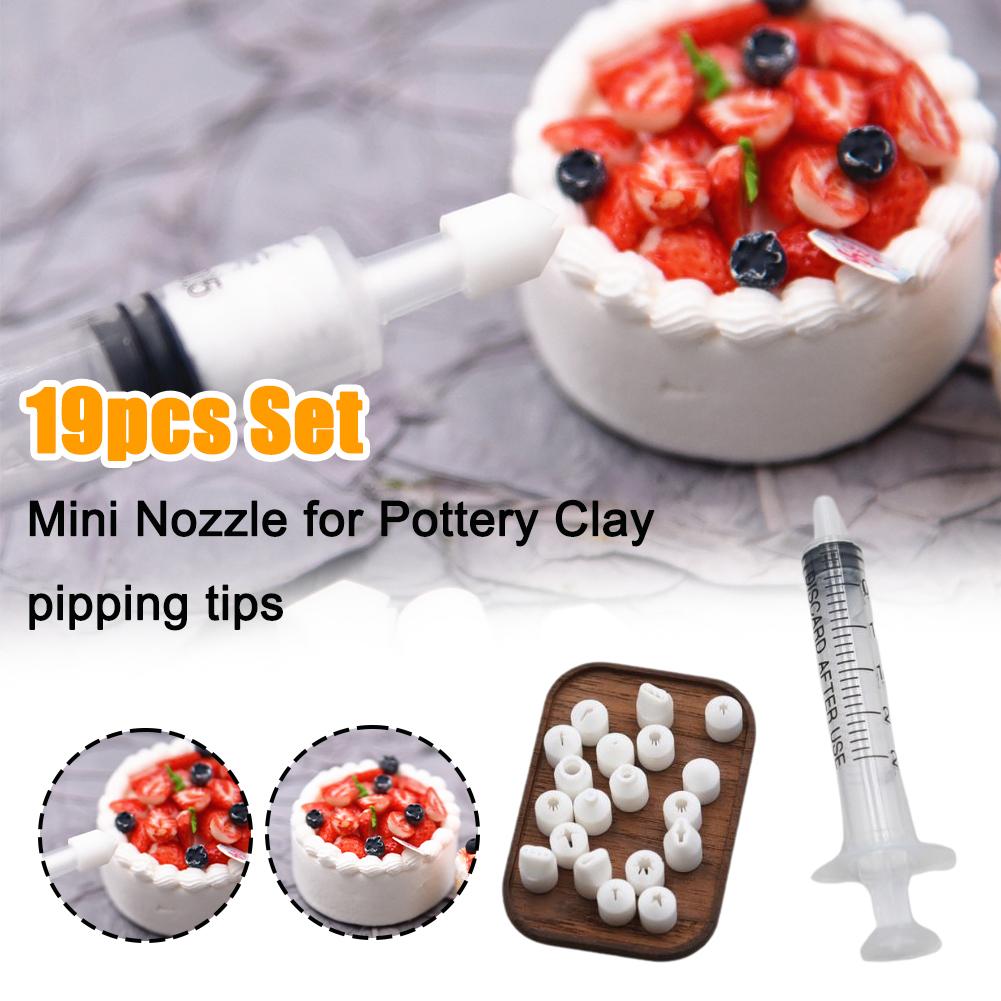 19Pcs DIY Mini Cake Decoration Tip Cream Glue 3D Syringe Decoration Tip Cream Jam Play Cake Food Tip Making Soil Tool J5Y6