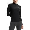 FILA Fleece Mock Neck Half-Zip Knit Long Sleeve T-Shirt Women Tops Deep-Black A11W511218FBK