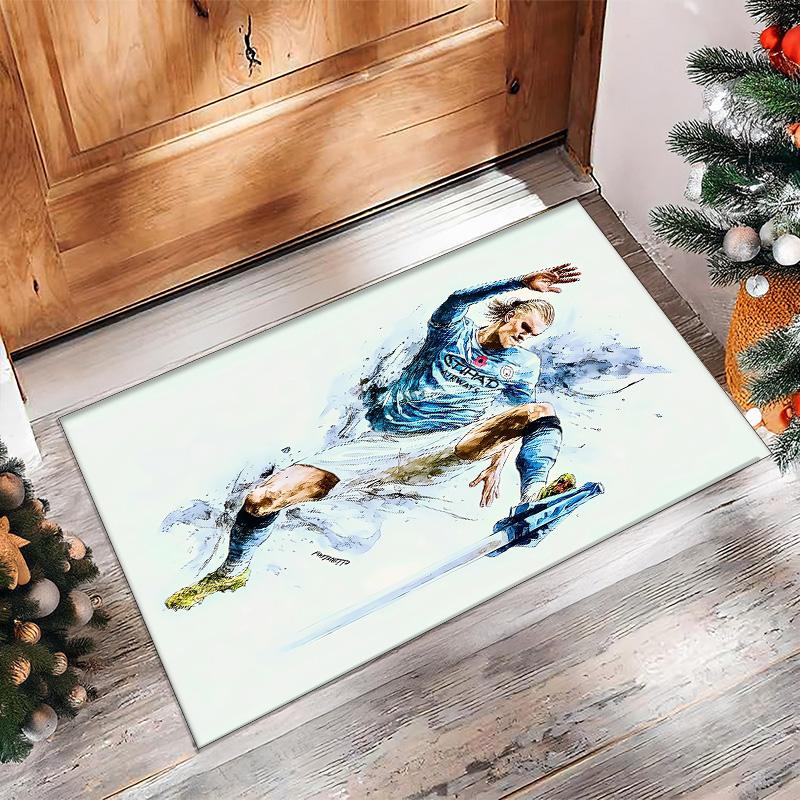 Erling Haaland Printed Flannel Area Rug Non Slip Soft Polyester Floor Carpet Indoor Decor Mat for Bedroom Living Room Sofa