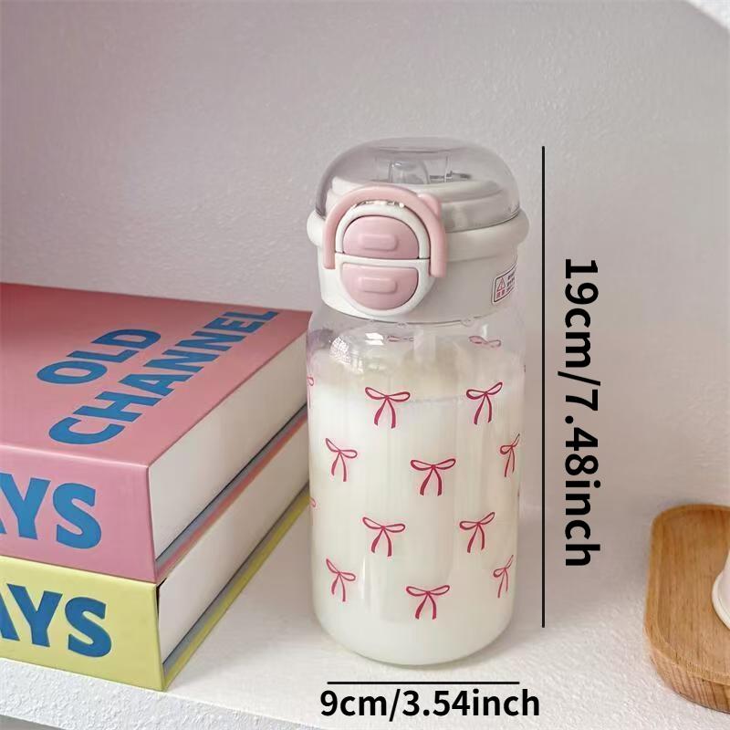 

500ml Bow Water Cup, Cute Dual-Use Portable Student Straw Cup, Stylish Design for Daily Use, Perfect Gift Idea розовый