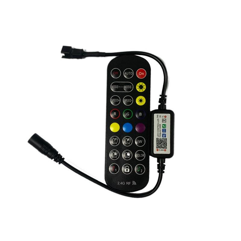 Bluetooth RGB LED Strip Controller, 24-Key Remote, Dream Color, Lotus Lamp, 5V/12V/24V, Seven-Color Dimmer