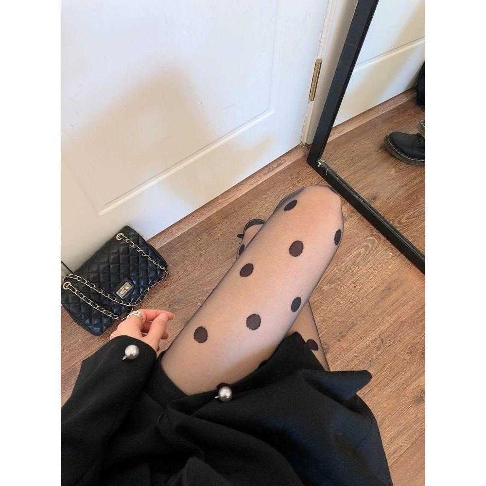 Japanese Black Polka Dot Stockings Women Thin Hot Girl Jacquard Pantyhose Internet Celebrity Ins Tide Small Polka Dot Bottoms