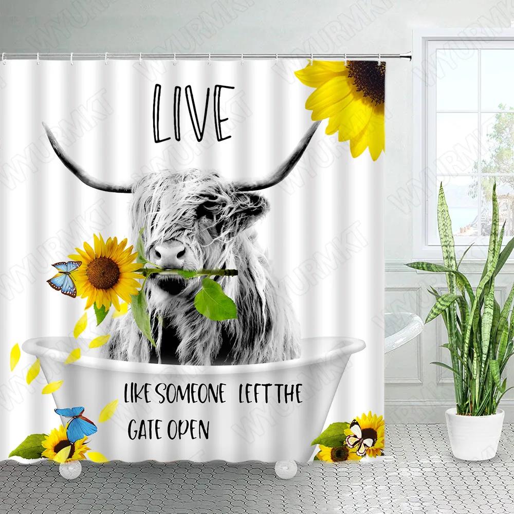 Western Horse Shower Curtains Running Horses Farm Animal Country Unique Oil Painting Abstract Art Fabric Bathroom Deco Set Hooks