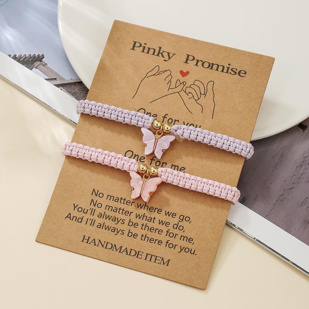 a pair of love girlfriend bracelets, couple friendship woven hand ropes, adjustable matching gift card jewelry batches