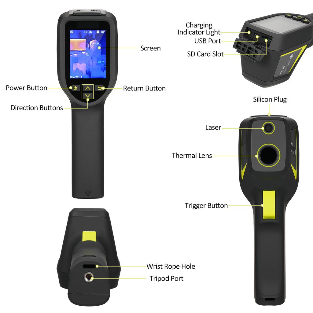 192*144 IR Resolution Infrared Thermal Imager ‑20 to 350 celsius  Temperature Range Handheld Thermal Imaging Device Infrared Thermometer with 4 Pale