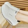 Women Platform Casual White Leather Elevator Shoes Thick Sole Height Increase Sneakers