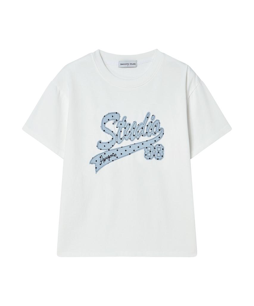 AWESOME STUDIO Studio Denim Patch Short Sleeve T-Shirt