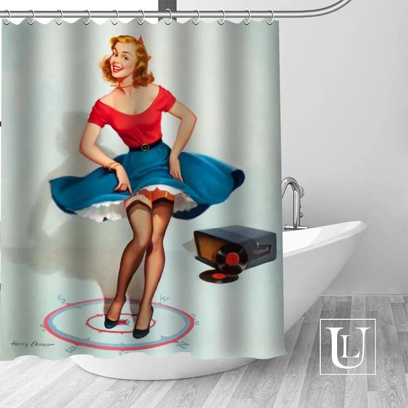 Big Sale New Custom pin up girl Modern Shower Curtain with Hooks bathroom Waterproof Polyester Fabric