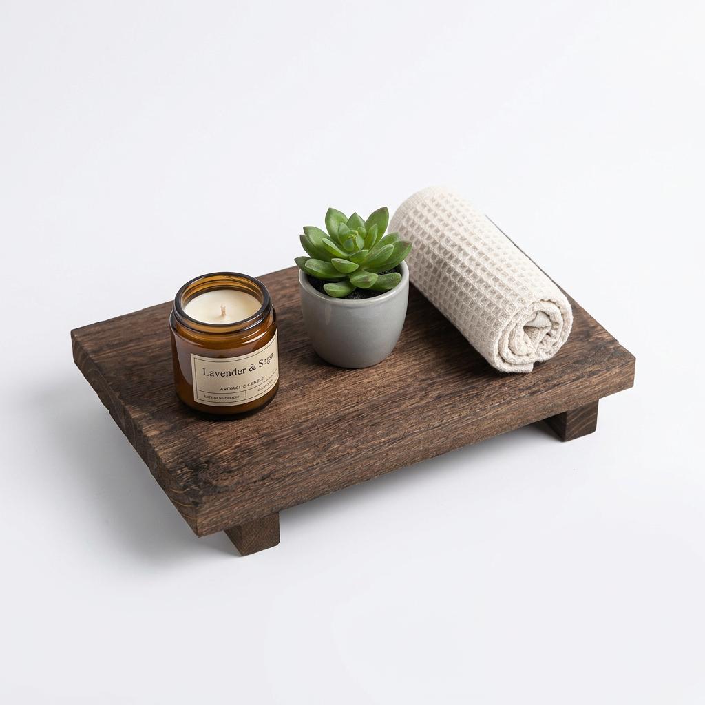 Retro Wooden Decorative Tray Vintage Bathroom Organizer Kitchen Countertop Vanity Makeup Display Stand Home Decor