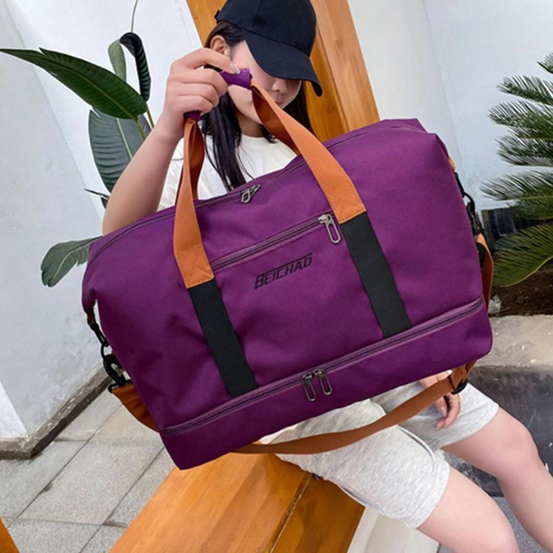 Duffle Bag Independent Shoe Holder Large Capacity Reusable Strong Load Bearing Multi-pocket Storage Splash-proof Dry Wet Outdoor Fitness Bag Travel