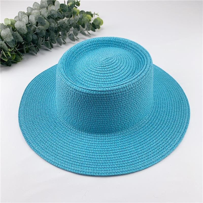 Women Spring Summer Solid New Concave Paper Straw Hat Retro French Round Beach Island Female Sunshade Hat