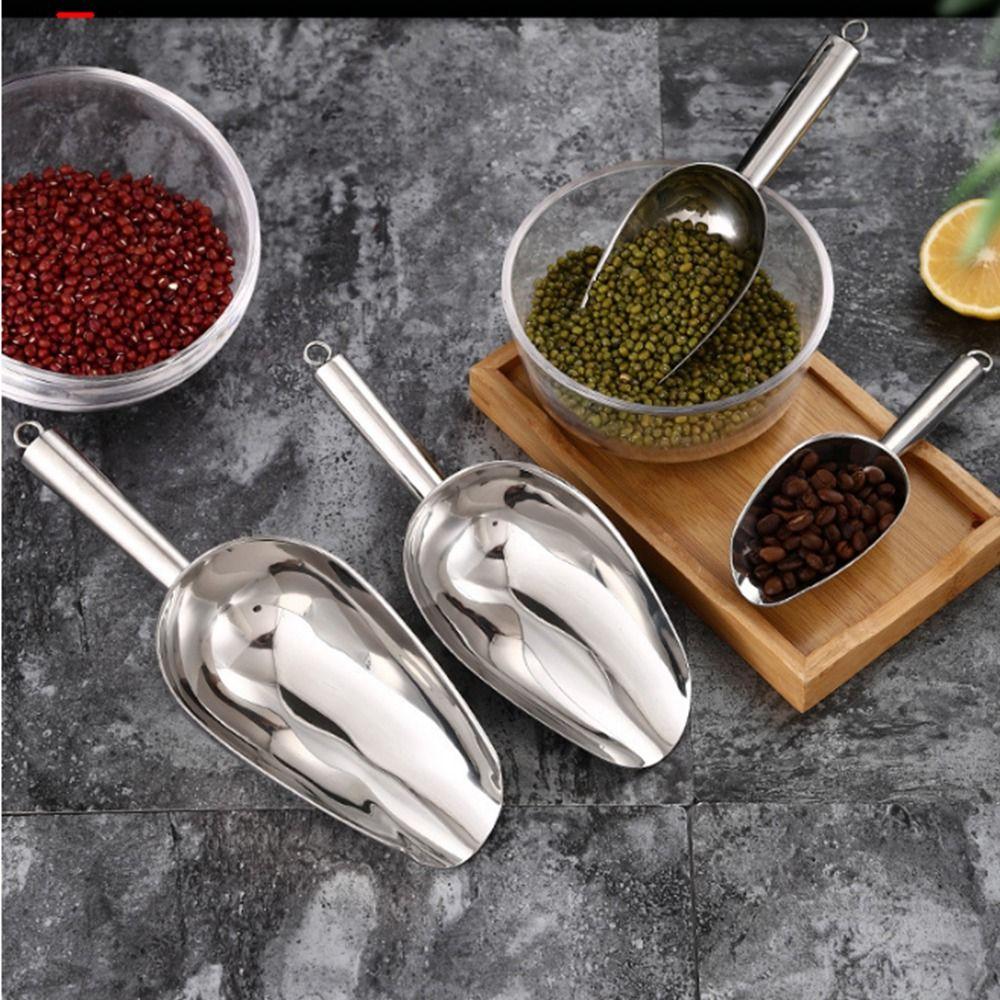 Tail Hanging Hole Stainless Steel Ice Shovel 8/9/10/11/12in Dry Goods Shovel Bar Tool