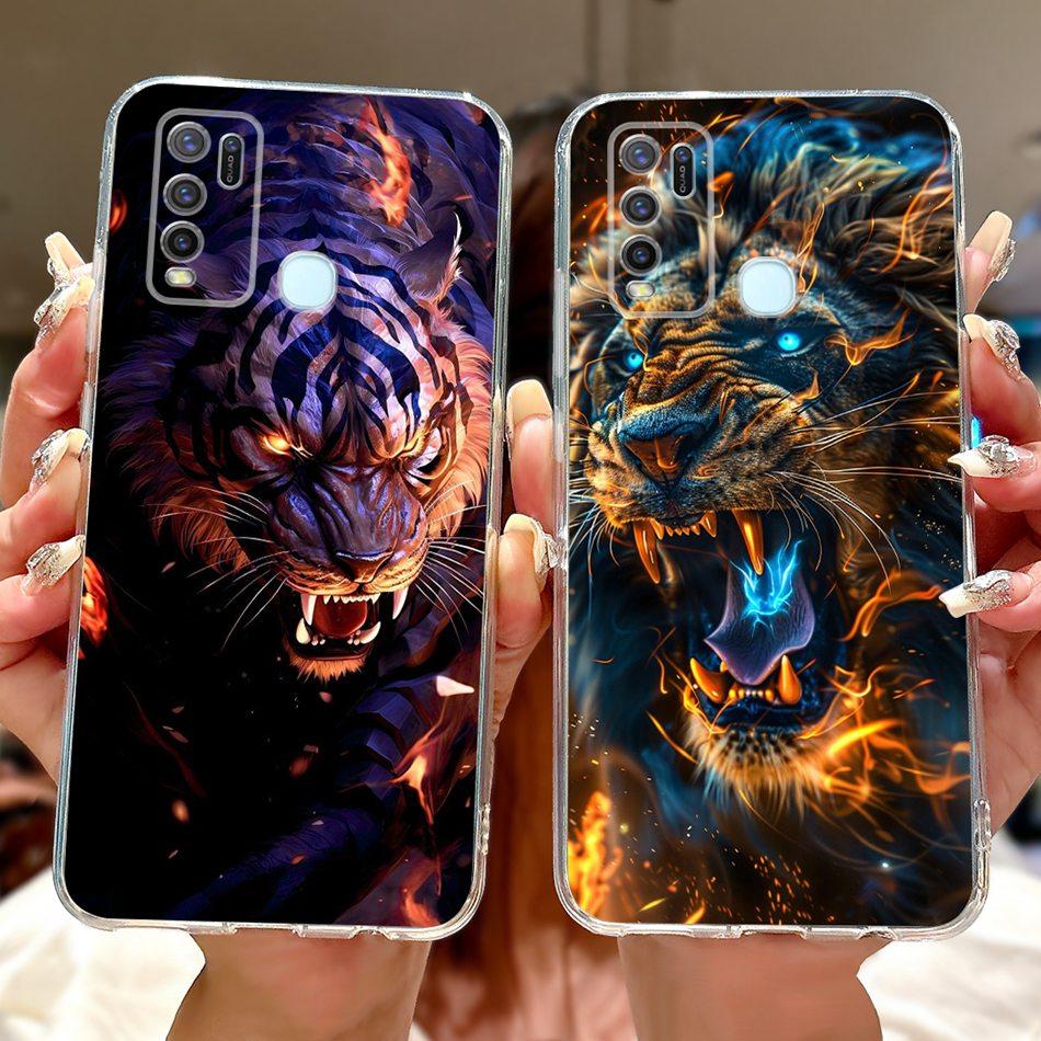 For Vivo Y50 Y30 Y30i 1935 1938 Cool Dragon Tiger Painted Phone Case For Vivo Y30 Y30i Y50 Soft Silicone TPU Cases