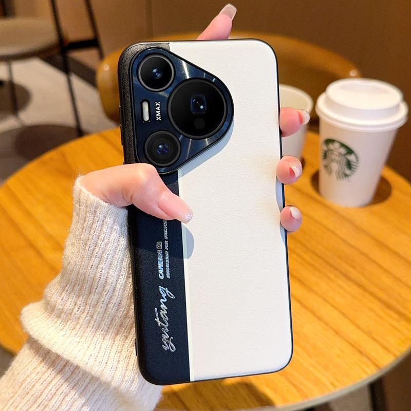 For Huawei Pura 70 70 Pro 70 ProPlus 70Ultra electroplated leather fluorescent color-block anti-fingerprint anti-drop phone case For Pura 70 серый