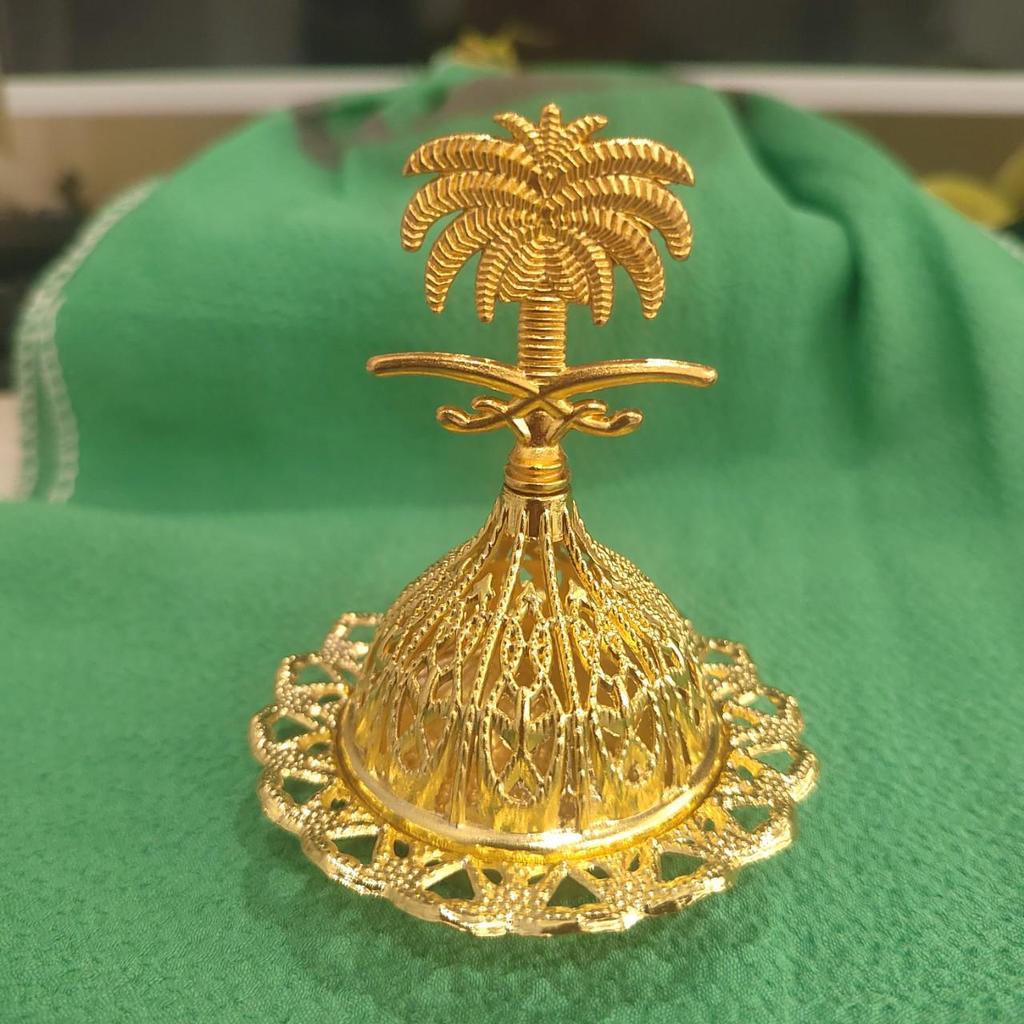 Golden Hollow Middle Eastern Incense Burner - Metal Aroma Cone Sandalwood Holder
