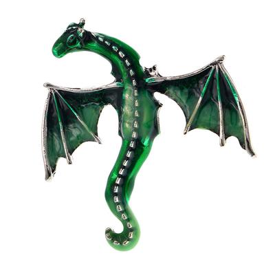 Retro Oil Drip Cartoon Dragon Shape Brooch Men'S Personalized Suit Coat Accessories Pin Jewelry