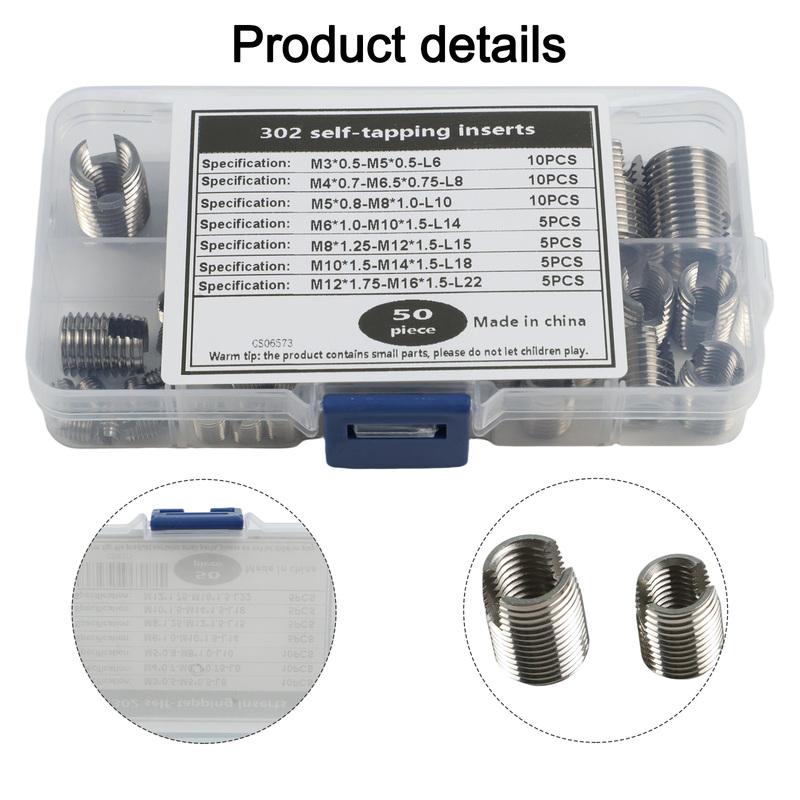 50PCS Self Tapping erts for M3 M5 M6 M8 M10 For M12 High Strength Stainless Steel for Effective Thread Reinforcement