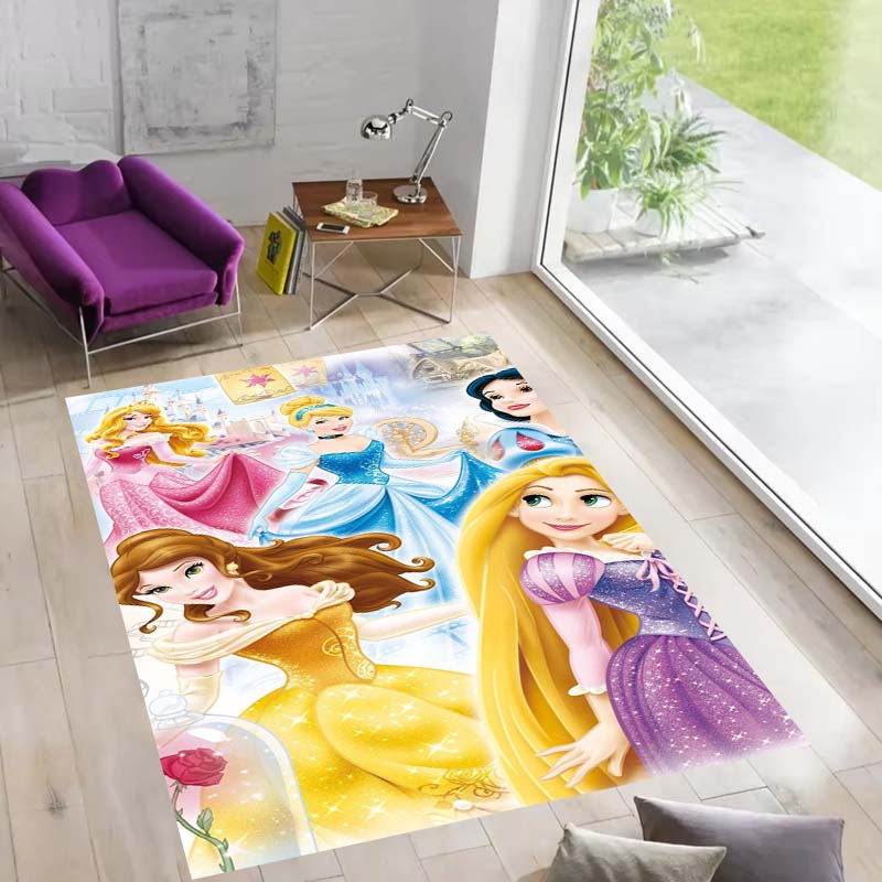 Multiple styles of Disney princess-themed rugs: Dreamy party rugs, large-area non-slip, washable mats, suitable for playrooms,