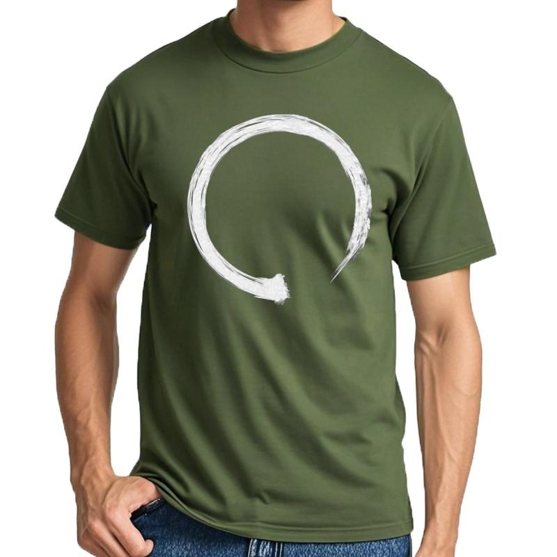 Camiseta blanca Zen Enso para hombre  camiseta negra minimalista  ropa de algodón de alta calid