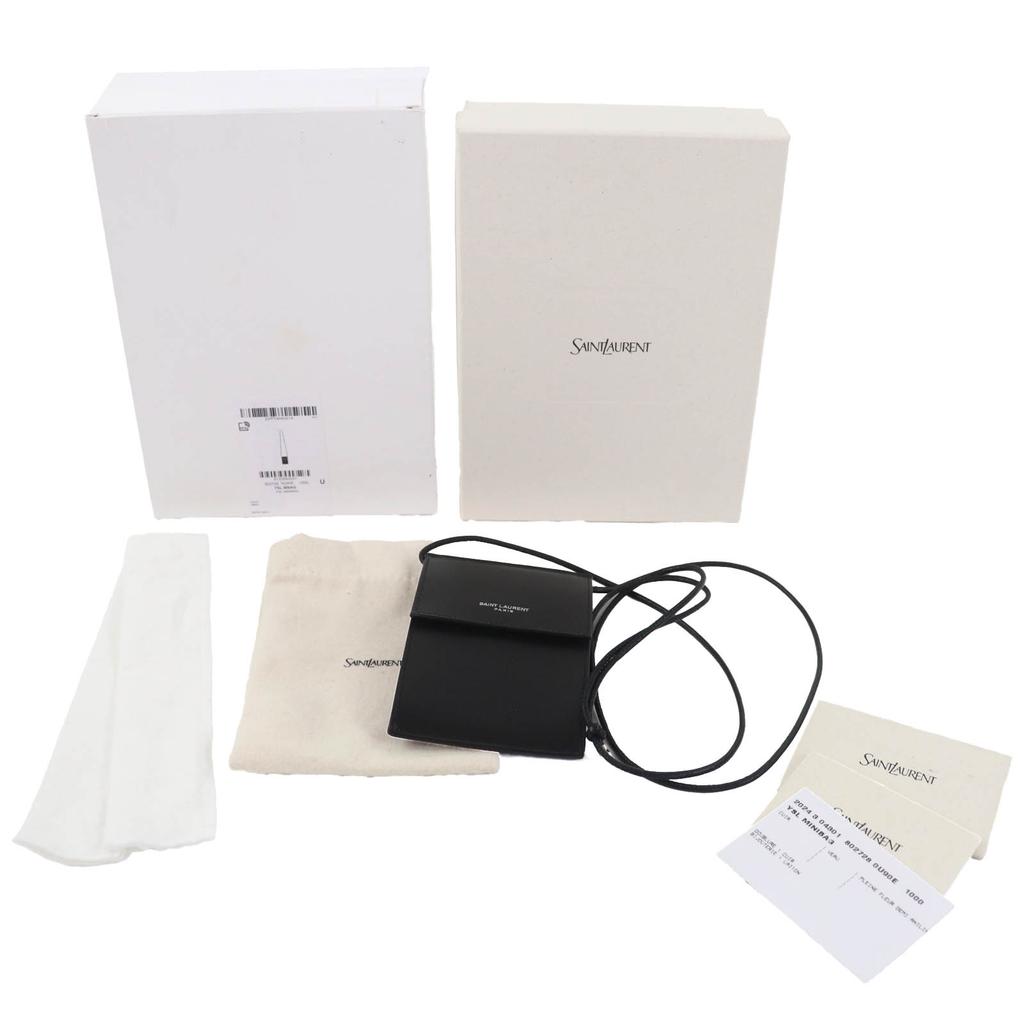 Pristine SAINT LAURENT PARIS Shoulder Bag Black Leather Women 802728 Used