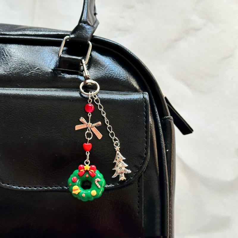 

Cute Cartoon Christmas Tree Santa Claus Keychain Kawaii Backpack Handbag Decorative Pendant Mobile Phone Rope Decoration A6