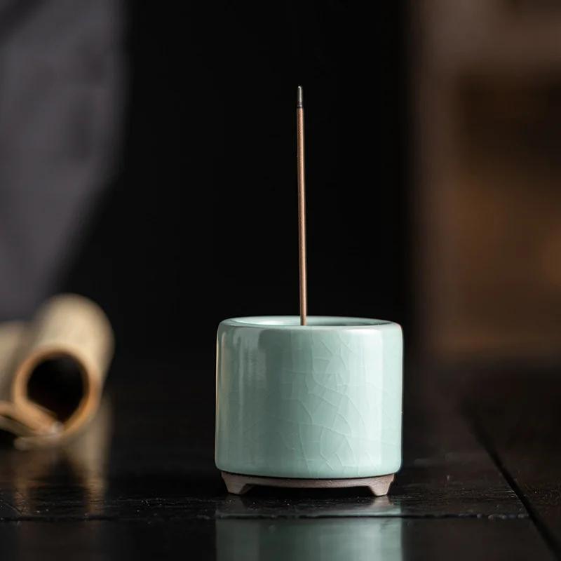 

1 шт. винтажная керамическая курильница для благовоний Zen, держатель для благовоний ручной работы, подставка для курильницы, настольное украшение для дома циан
