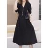 European summer chic design waist pinched small temperament dress fat mm thin large size knee casual skirt