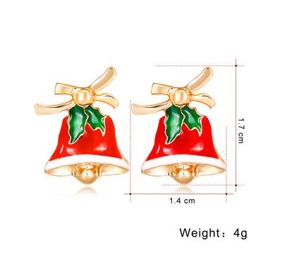 Women Christmas Small Bell Ear Studs Fashionable Earrings Jewelry Decoration for Ladies