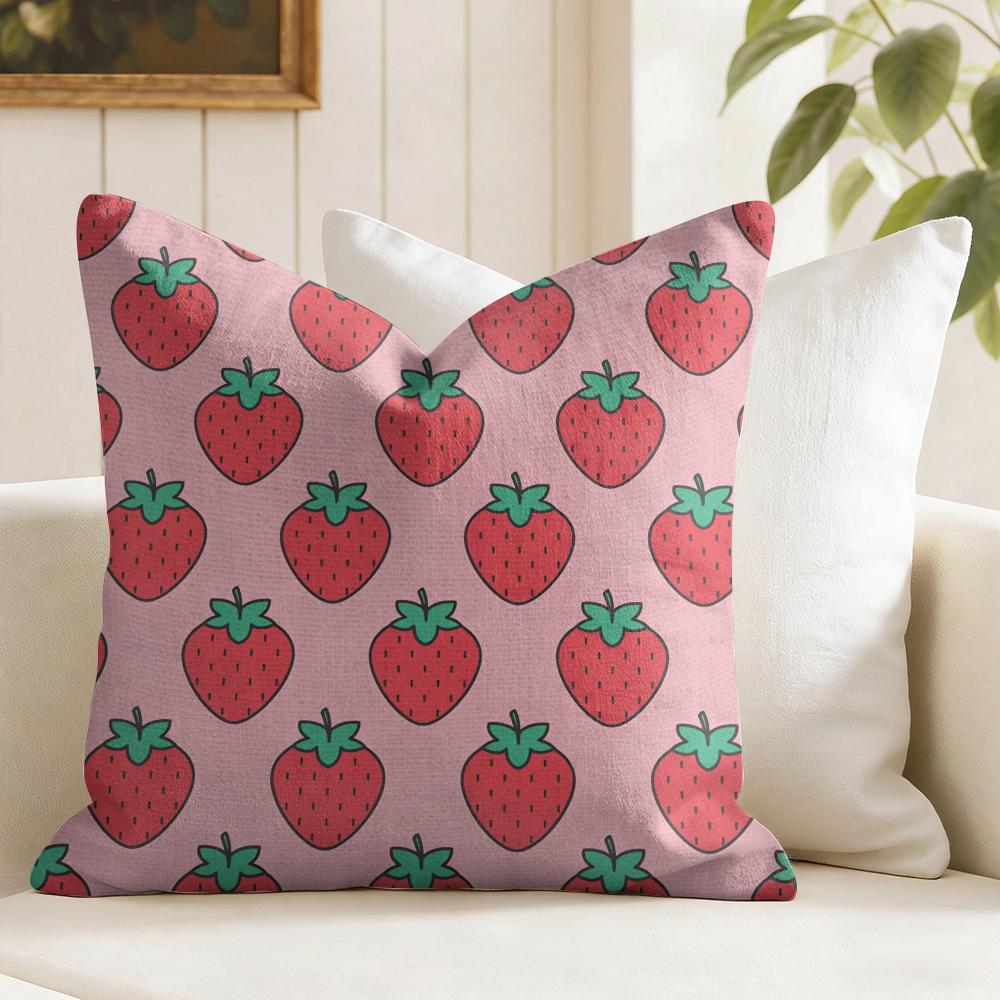 Strawberry Pattern Cushion Cover Natural Linen Pillow Cover DoubleSided Print Cushion Cover for Sofa Home Decor