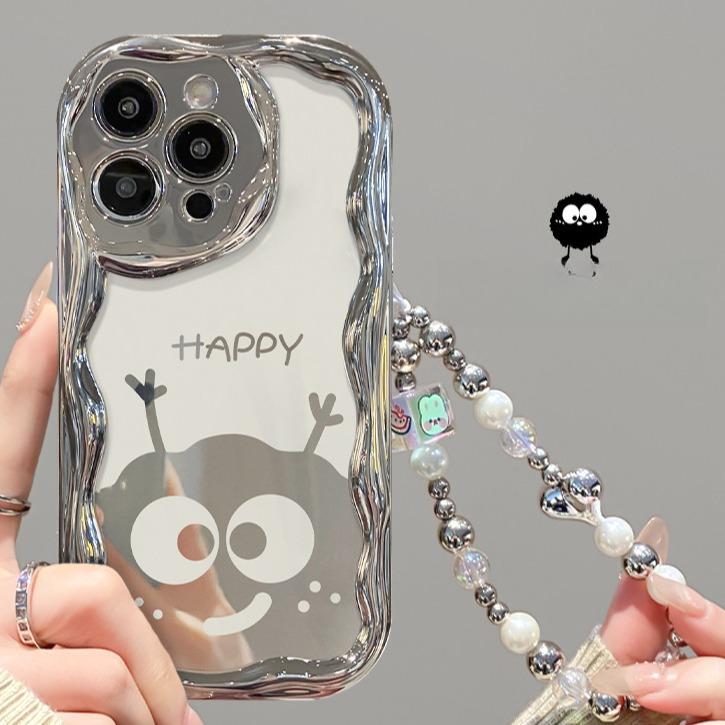 Funny Coal Ball Chain Suitable for Apple 15promax Mobile Phone Case Iphone14 Electroplated Silver 13/12 Silicone Xs