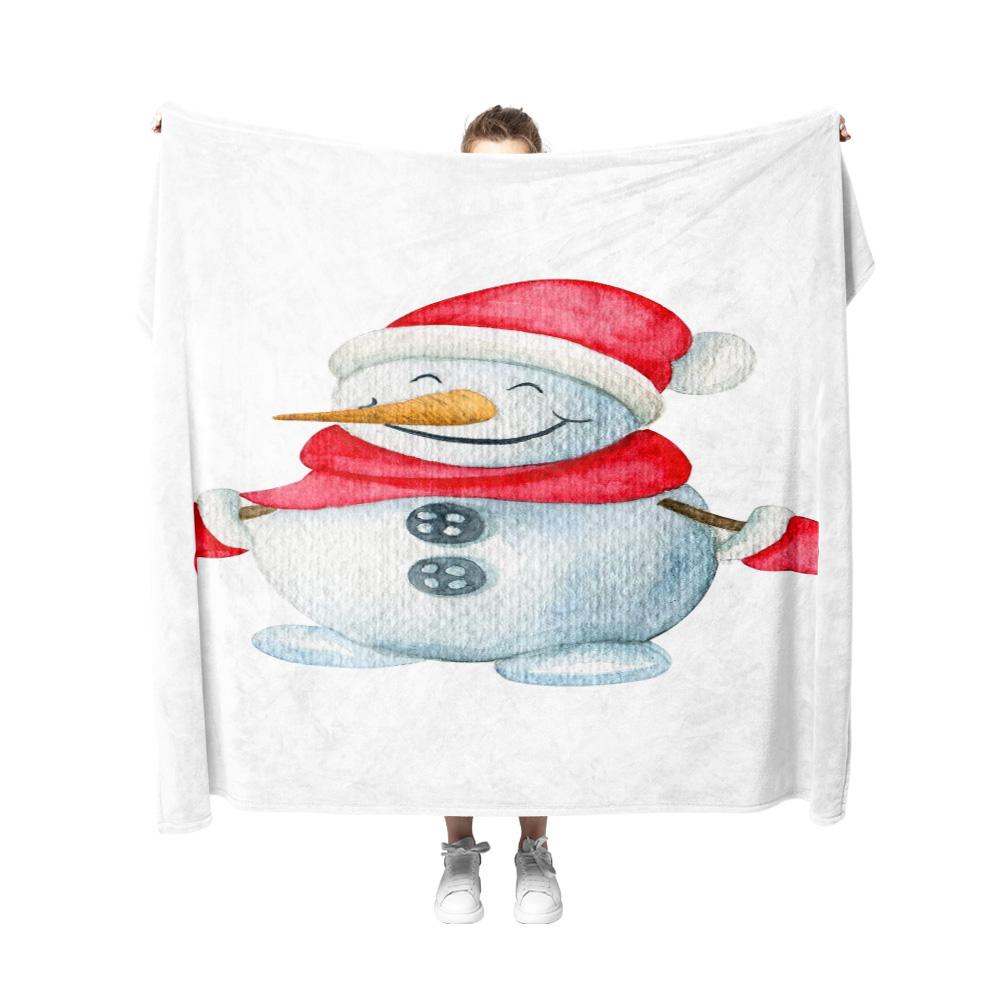 Tuniu Cute Snowman Plush Throw Blanket for Kids Bedroom Sofa Living Room Decoration Gift