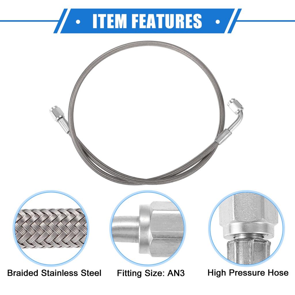 A ABSOPRO AN3 Braided Steel Turbo Refueling Line 90 Degree - Straight Hose End