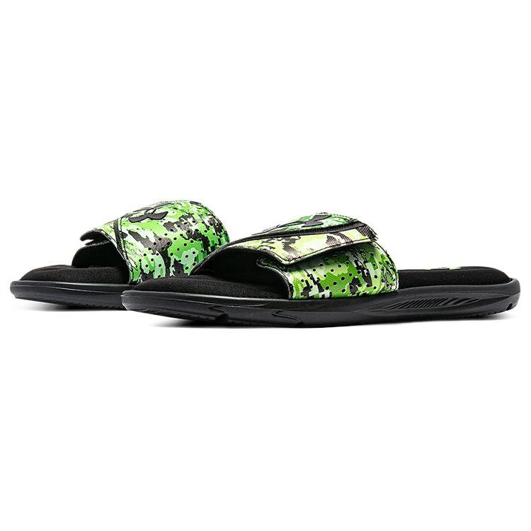 Under Armour Ignite 6 Graphic Strap Slide Black Green Citrine Camo Men Sneakers 3024450-001
