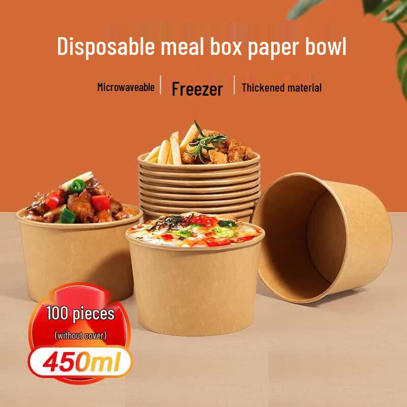 JIACHI Disposable Bamboo Fiber Paper Bowls 450ML (100-Pack)