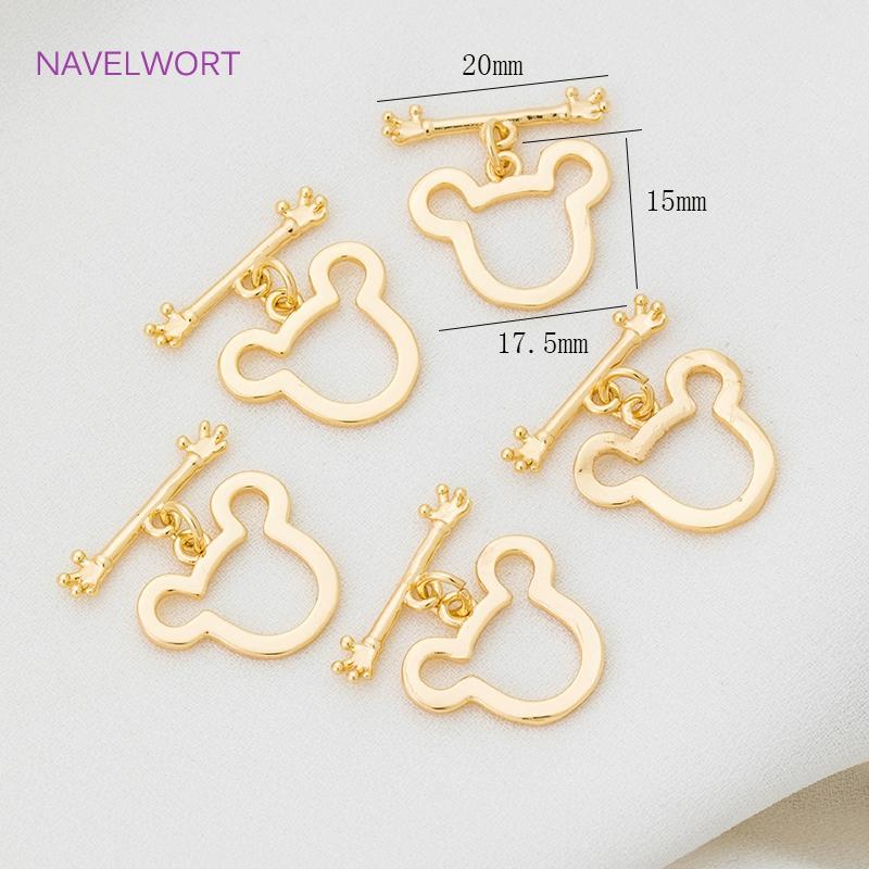 18K Gold Plated Round Heart Flower Shape OT Toggle Clasps, End Connector Clasps Accessories For DIY Jewelry Making Findings